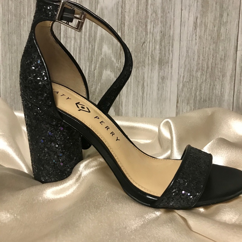 LAST CHANCE! Katy Perry Black Glitter Heels 7M